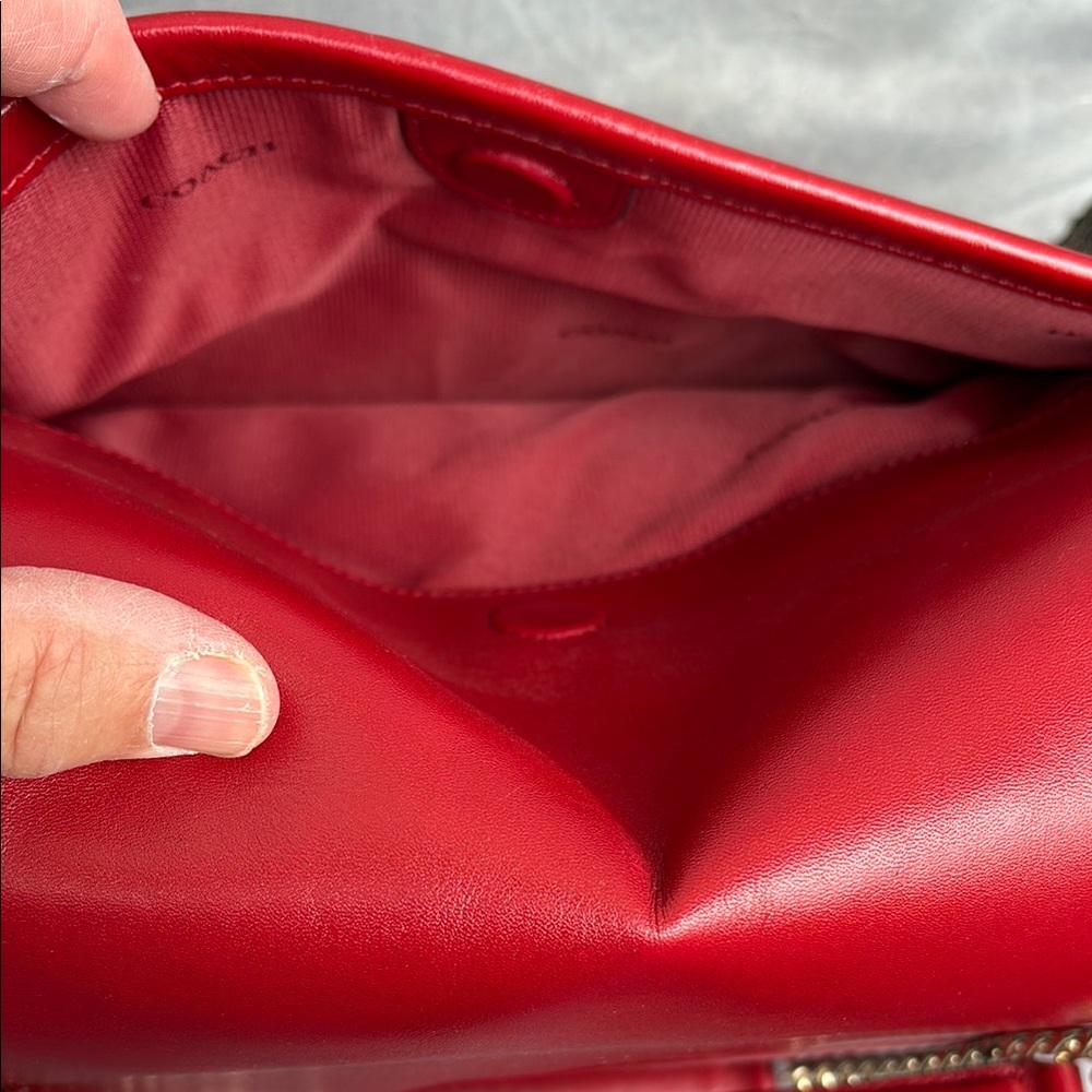 Coach Ladies Red Leather Shoulder Ranger Bag-Wow! - Picture 6 of 9